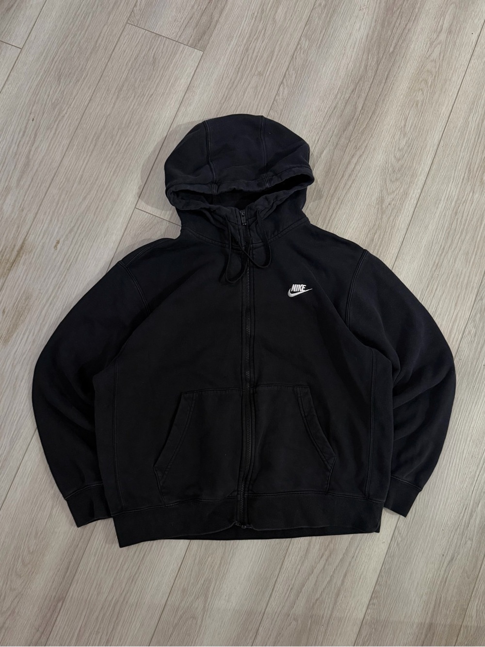 Nike Black Zip-Up Hoodie with White Swoosh
